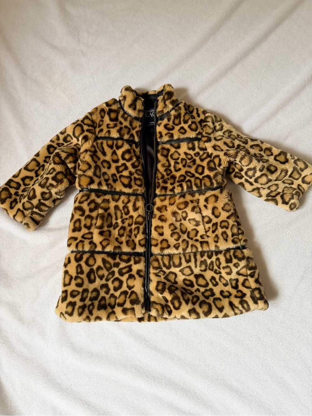 The Children's Place Leopard Print Faux Fur Coat - Tan/Black